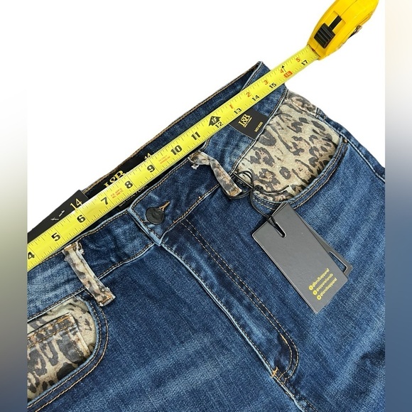 Lucky & Blessed Women’s Leopard Cuffed Denim Flare Jeans - Picture 9 of 13